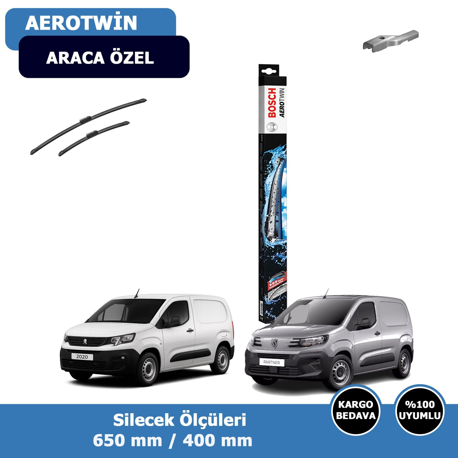 Peugeot Partner Ön Silecek Süpürgesi (2019-2025)Bosch