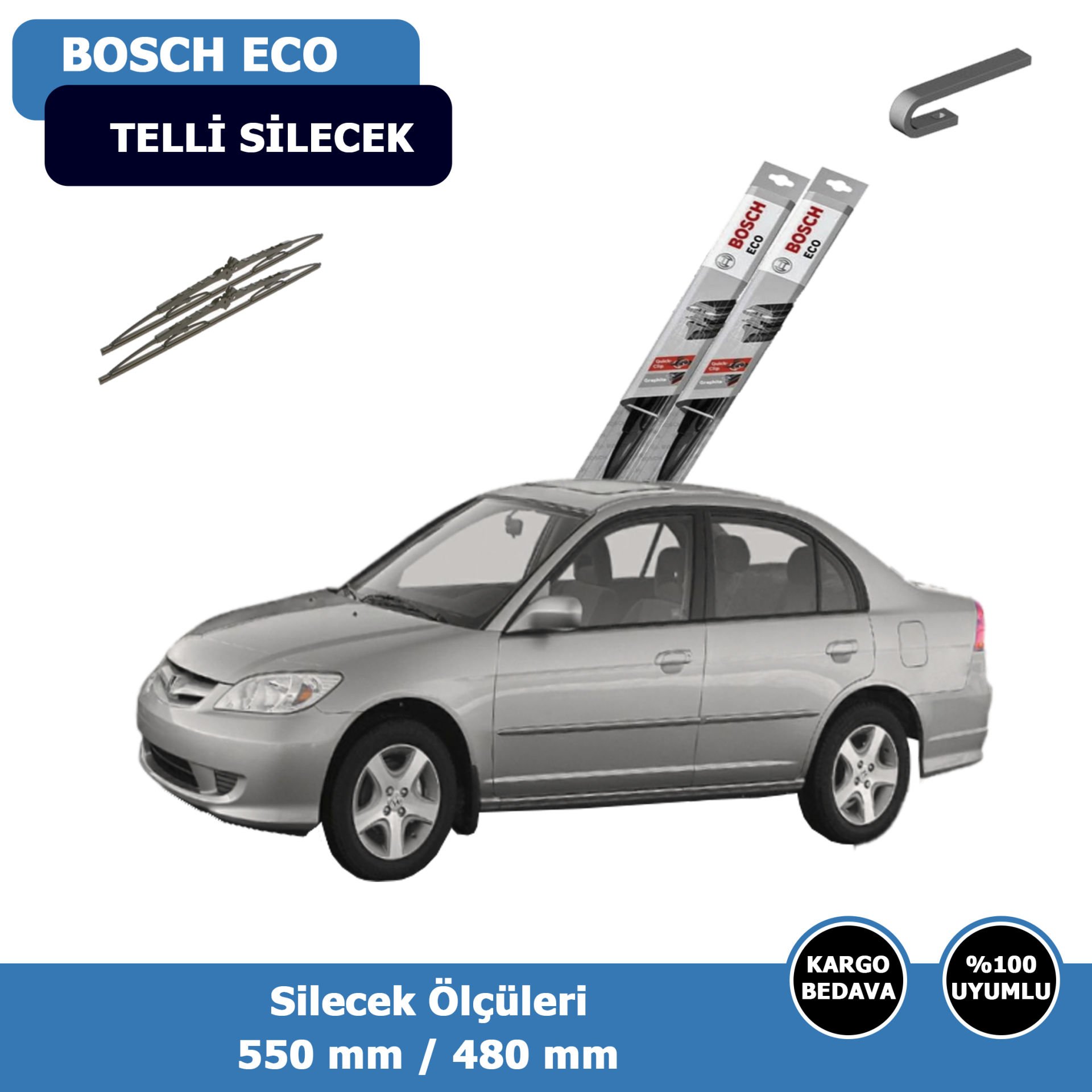 Honda Cıvıc Sedan Ön Silecek Süpürgesi (2001-2006)Bosch Eco