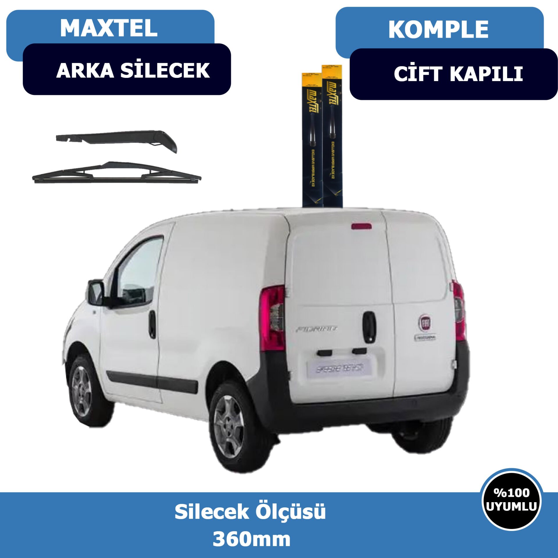 Fiat Fiorino Cift Kapılı Arka Kollu-Silecek Süpürgesi (2008-2021)Maxtel