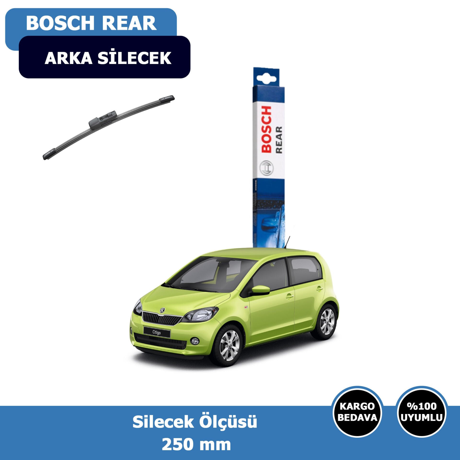 Skoda Citigo Arka Silecek Süpürgesi (2012-2015)Bosch Rear
