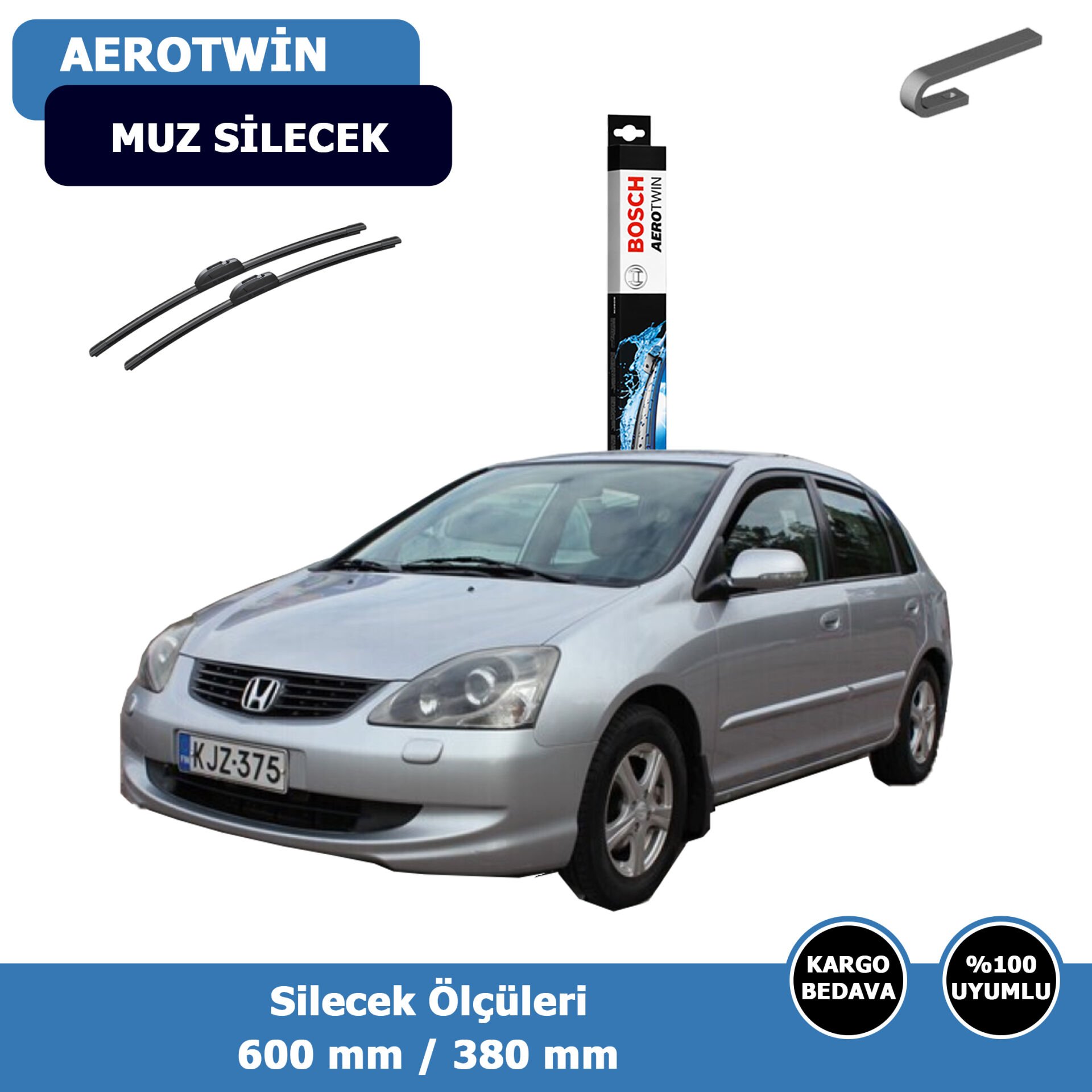Honda Cıvıc Hatchback Ön Silecek Süpürgesi (2001-2005)Bosch Aerotwin