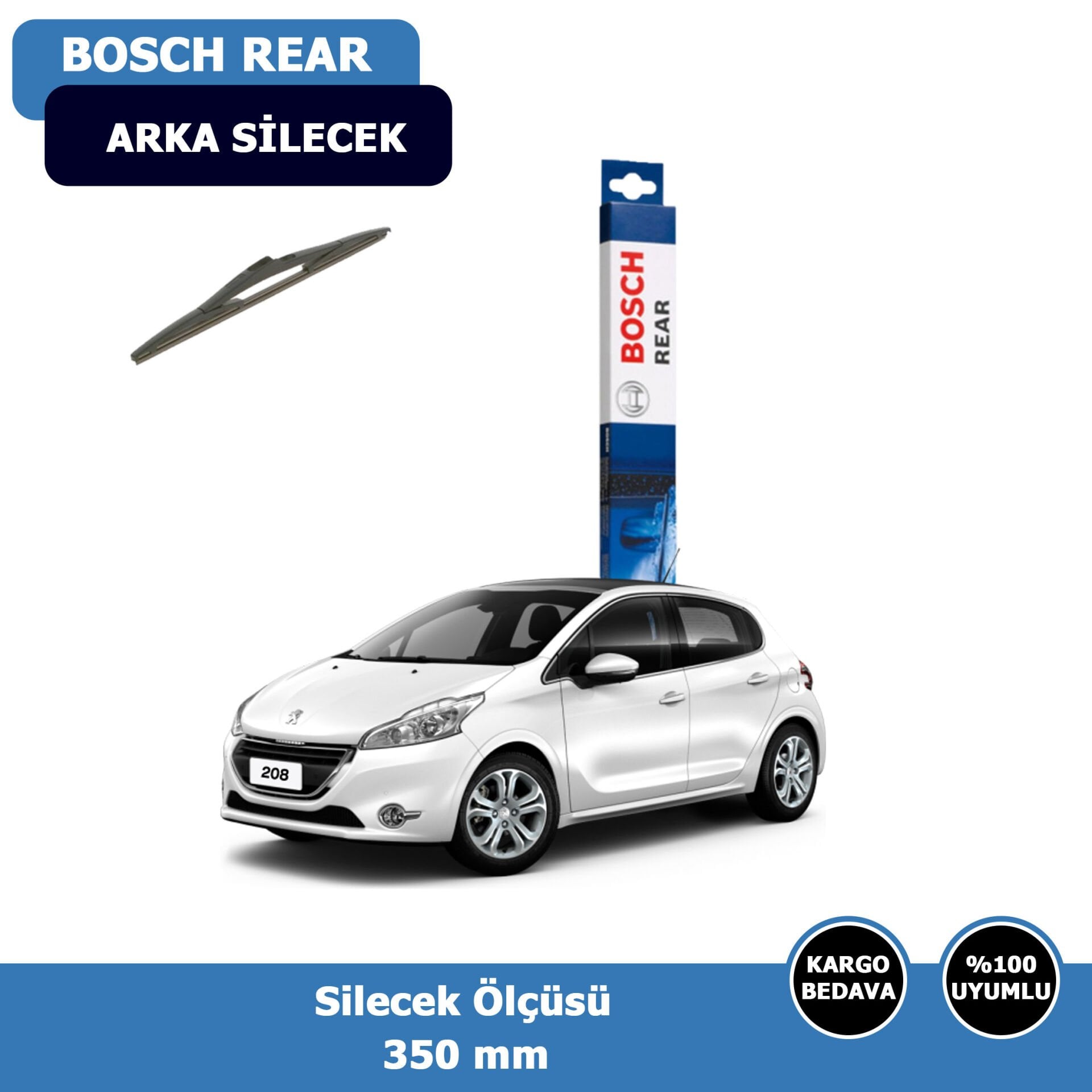 Peugeot 208 Arka Silecek Süpürgesi (2012-2020)Bosch Rear