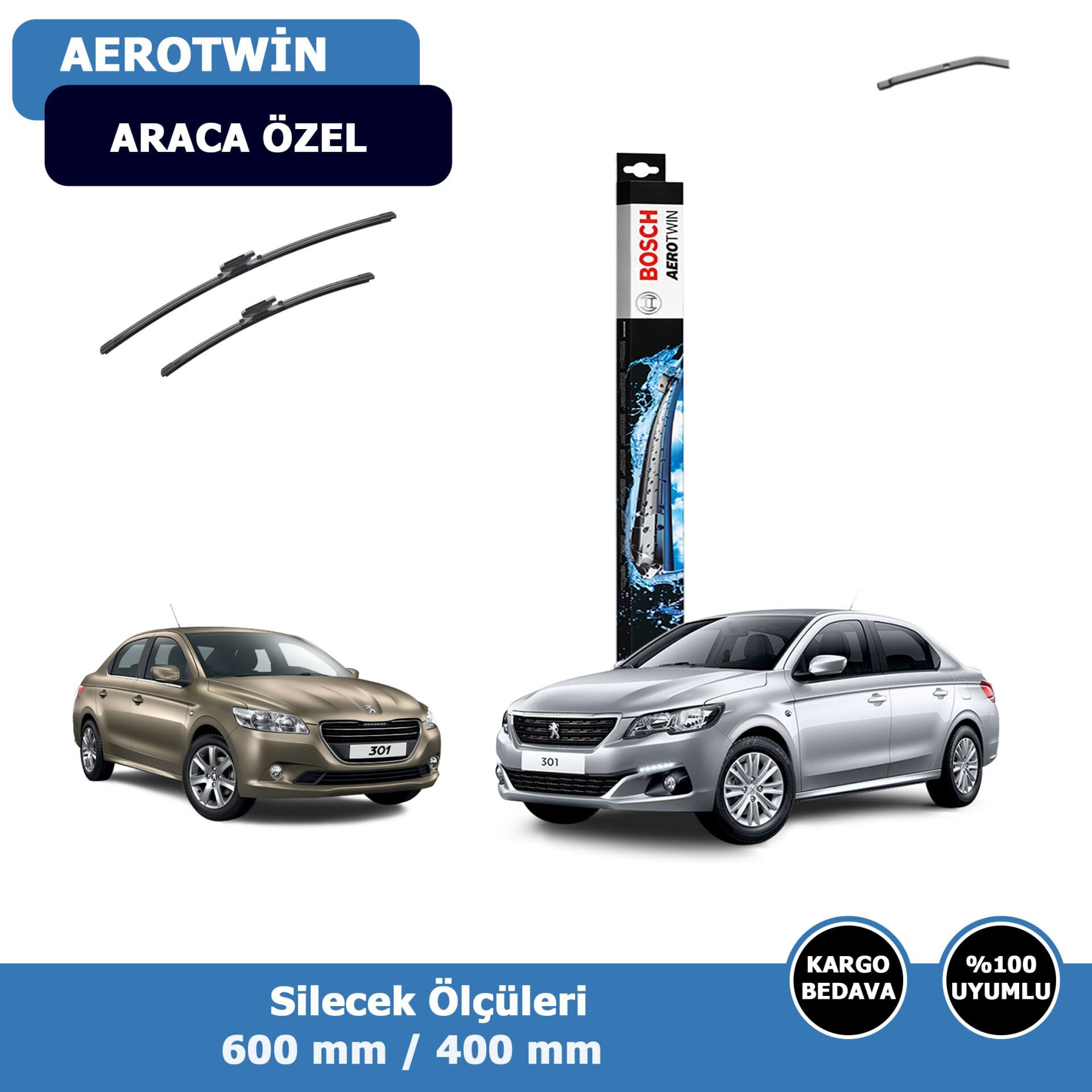 Peugeot 301 Ön Silecek Süpürgesi (2012-2020)Bosch Aerotwin