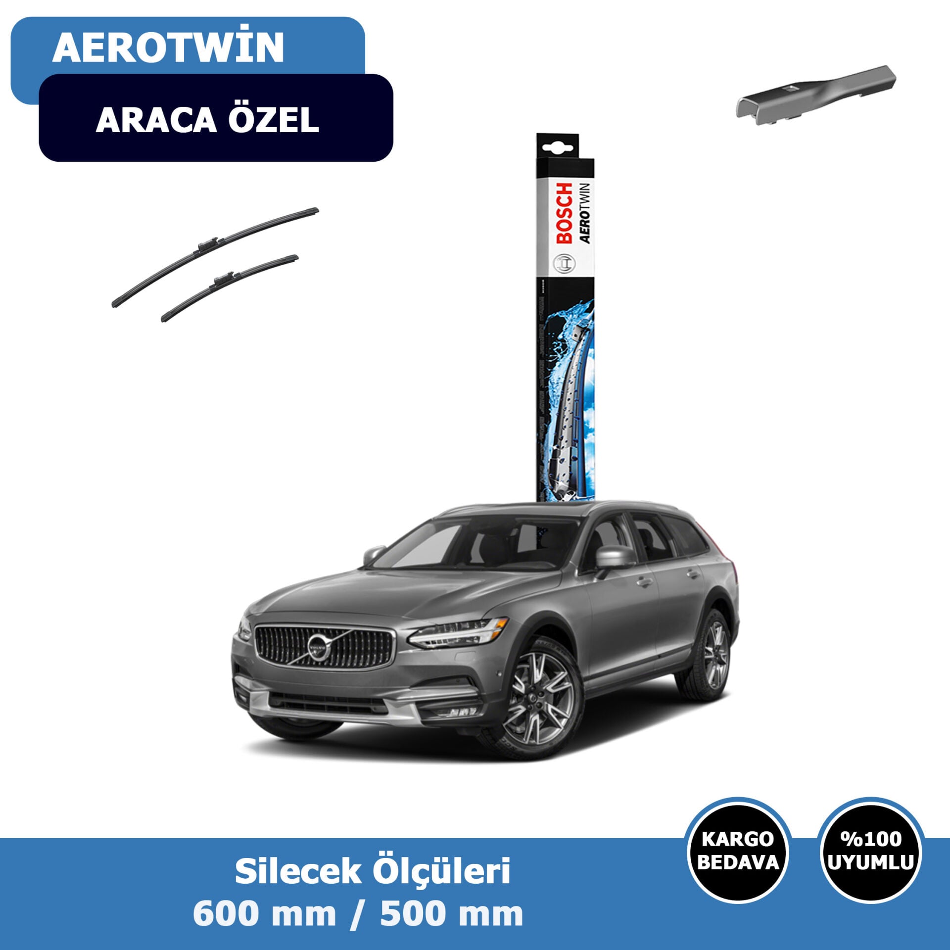 Volvo V90 Cross Country Ön Silecek Süpürgesi (2018-2024)Bosch Aerotwin