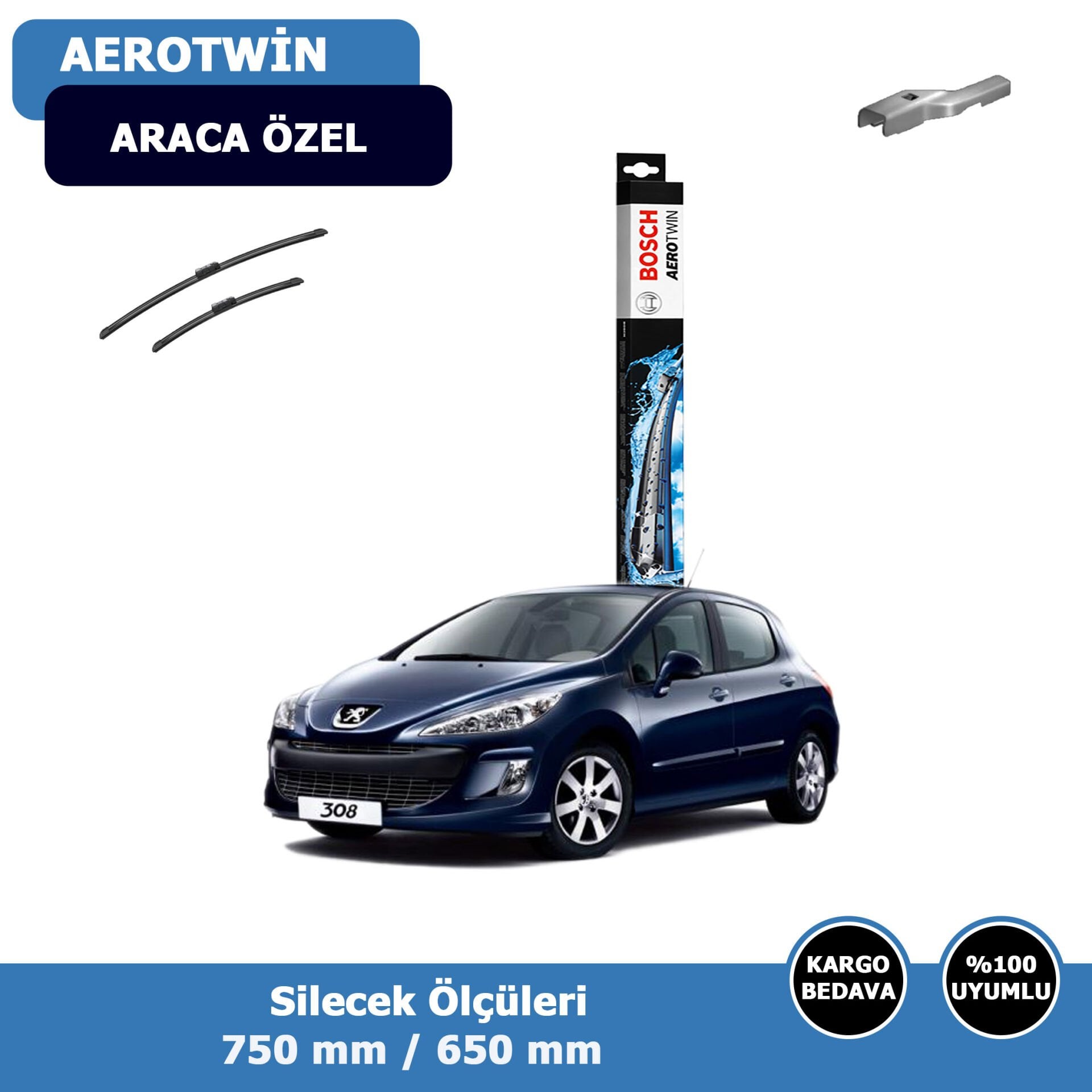 Peugeot 308 Ön Silecek Süpürgesi (2007-2013)Bosch Aerotwin