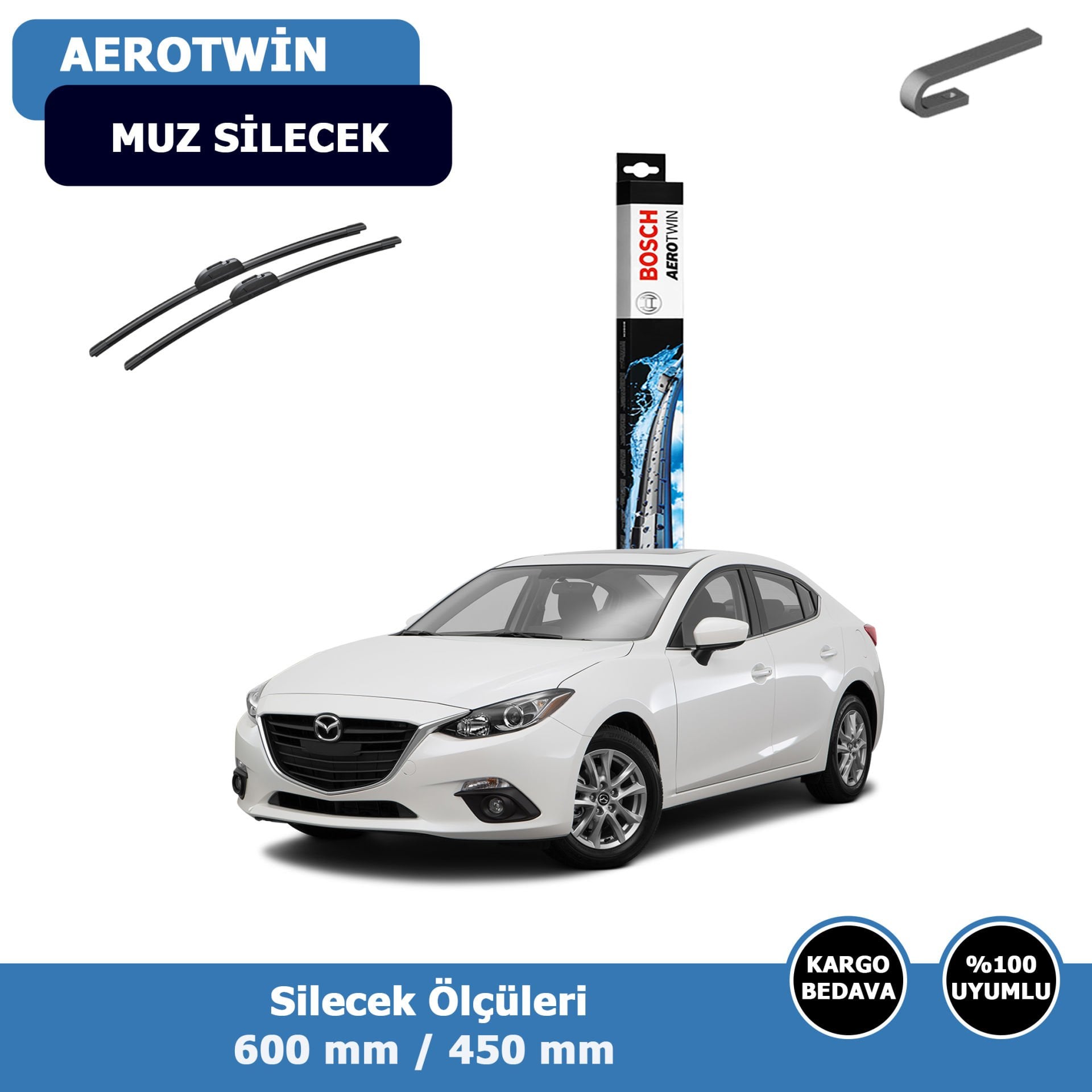 Mazda 3 Sedan Ön Silecek Süpürgesi (2014-2016)Bosch Aerotwin