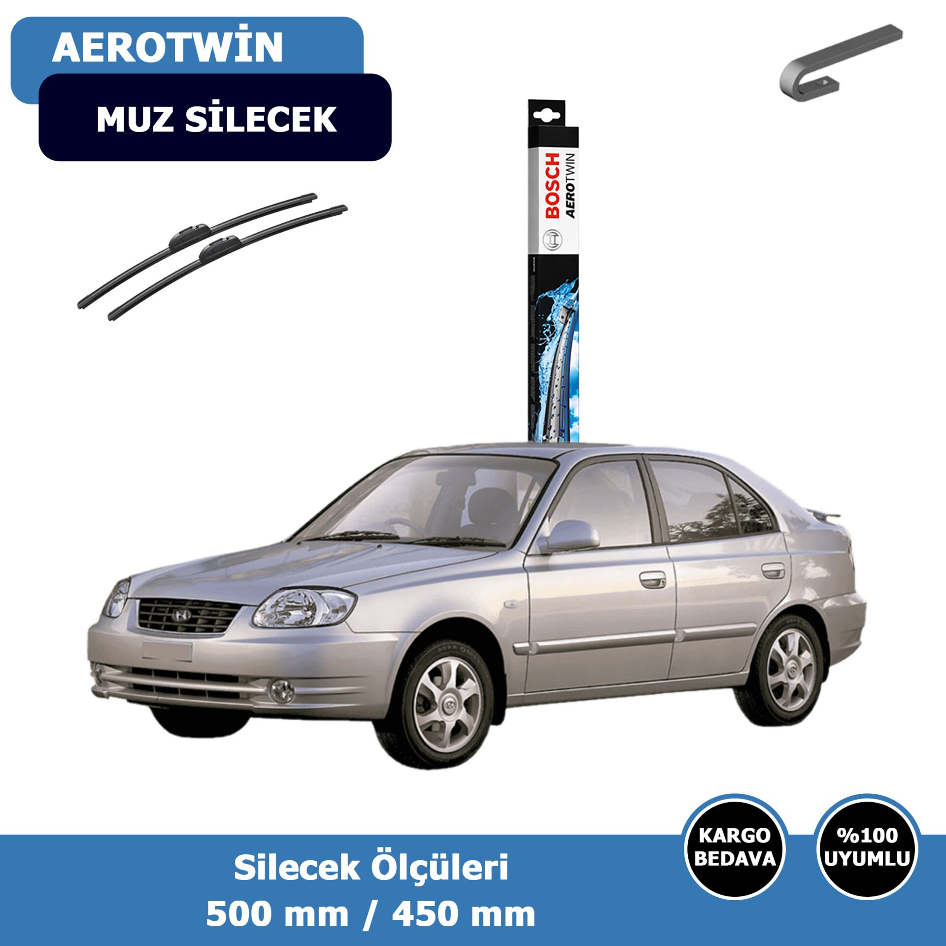Hyundai Accent Admira Ön Silecek Süpürgesi (2000-2005)Bosch Aerotwin