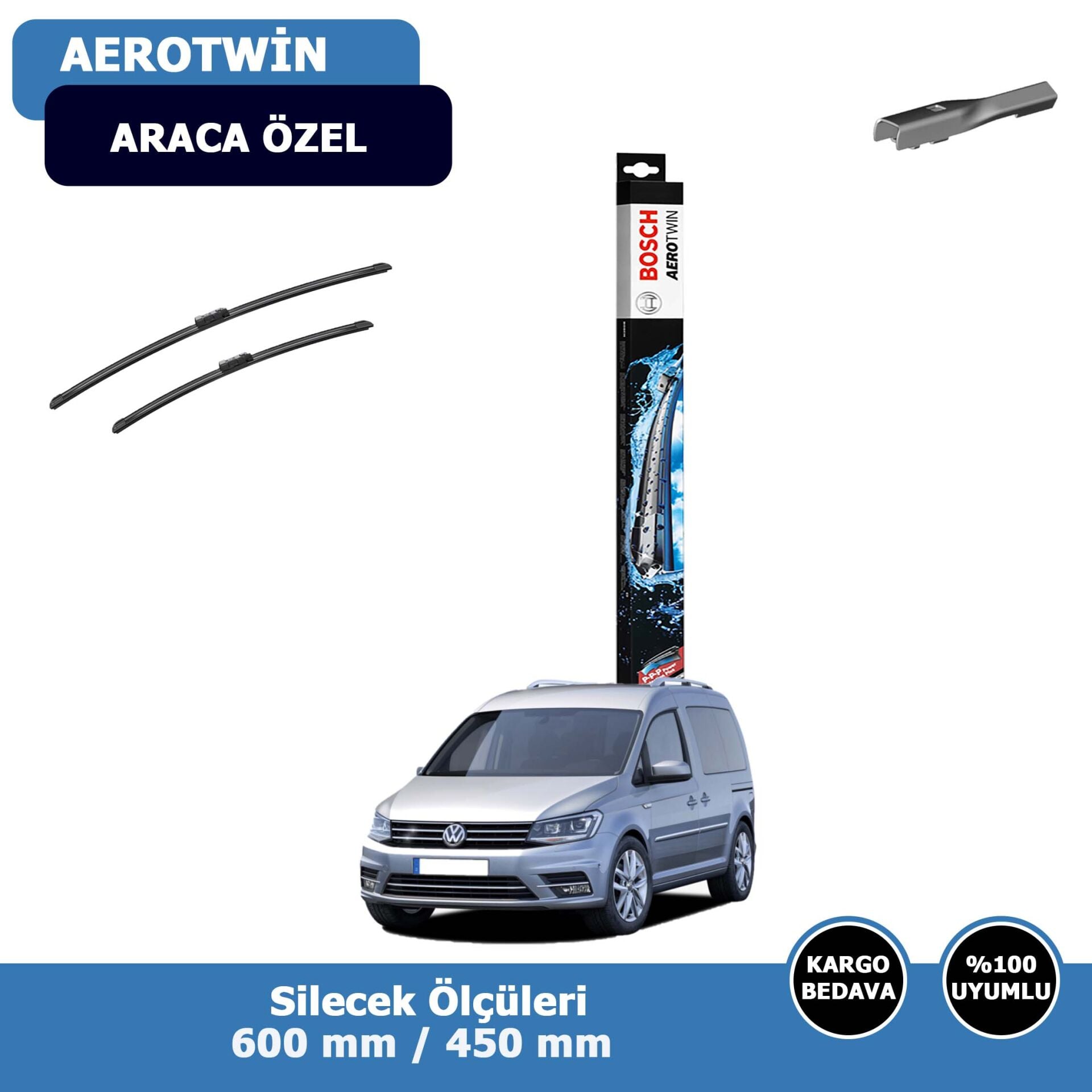 Volkswagen Caddy Ön Silecek Süpürgesi (2018-2020)Bosch Aerotwin